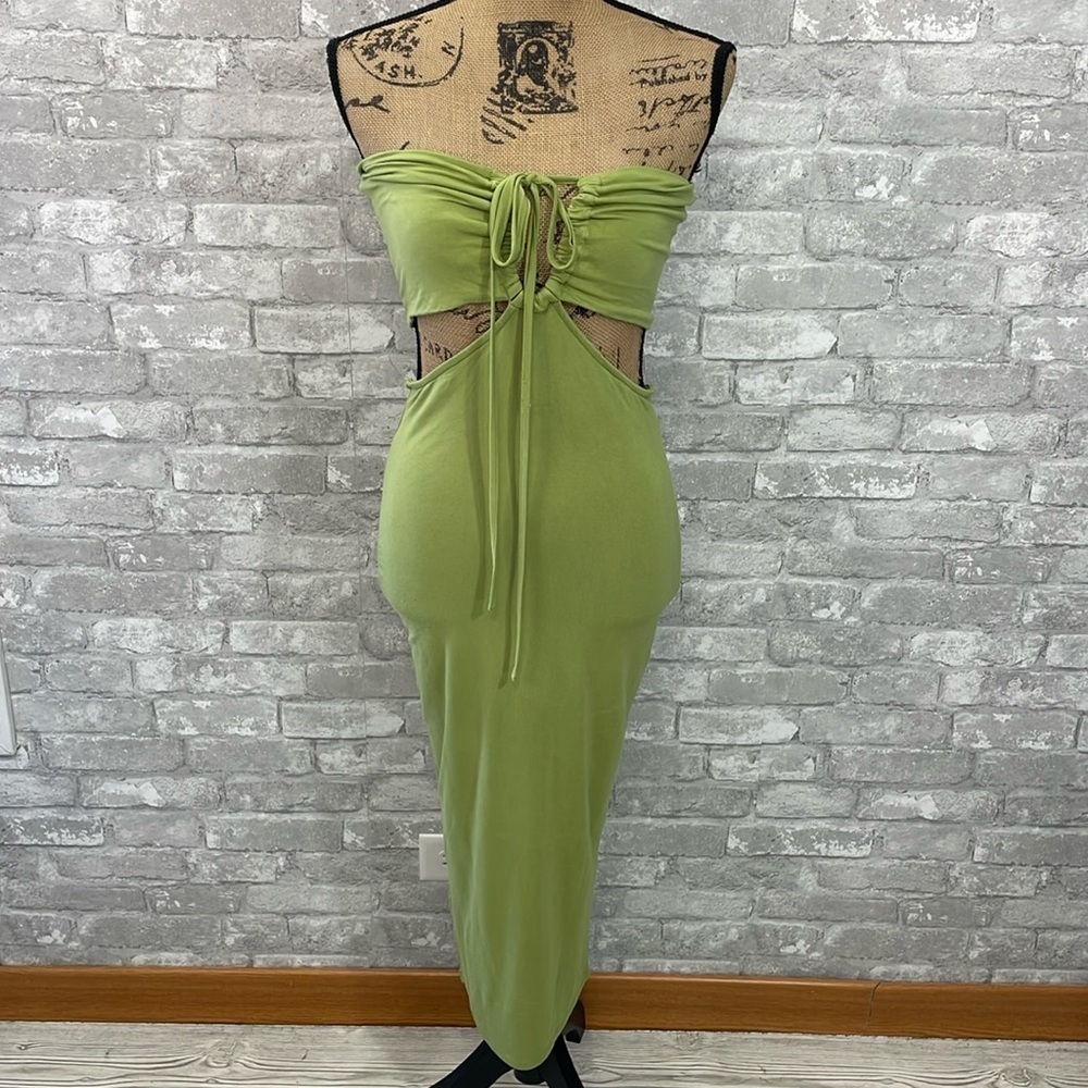 Akira Green Strapless Cutout Dress